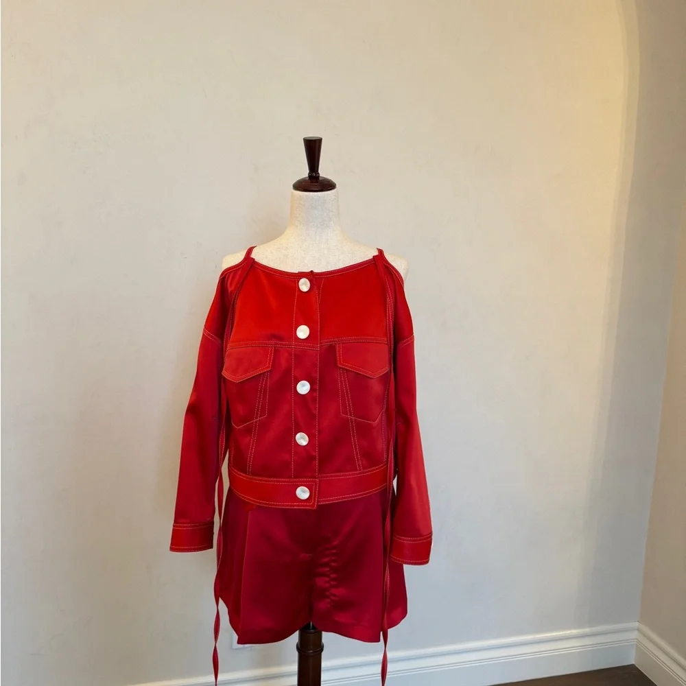 Red Button-Up Matching Set - Picture 2 of 5